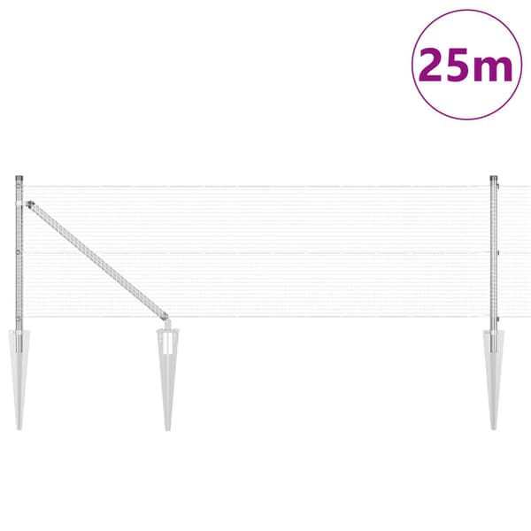Spike-Installerat Svetsat Nätstängsel Stål Silver Mesh