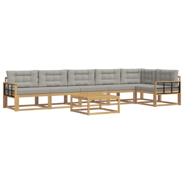 Utomhussoffset 7 pcs Vit och ljusgrå 79 x 79 x 37 cm Polyester