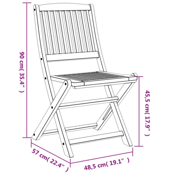 Hopfällbara stolar 8 st 48,5x57x90 cm Massivt trä akacia