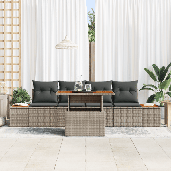 Trädgårdsoffset med lagring 5 pcs Grå Poly rattan