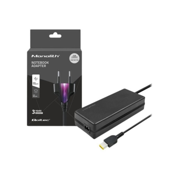 Qoltec Monolith - strömadapter - 20 V, 6,75 A, slim tip + pin, strömkabel - 135 Watt Svart