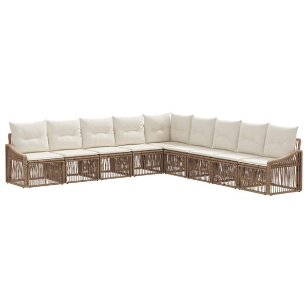 Trädgårdsoffset 9 pcs Beige konstrotting