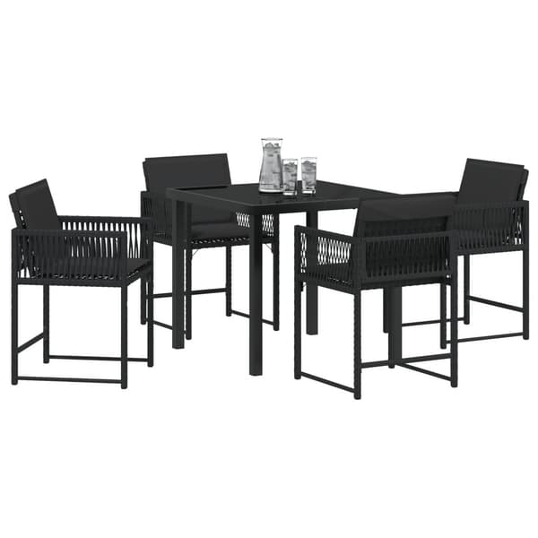 Trädgårdsmöbelset 5 pcs Svart konstrotting