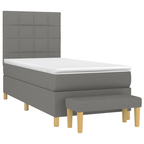 Ramsäng med madrass mörkgrå 100x200 cm tyg
