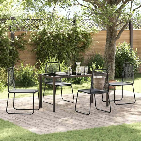 Trädgårdsmöbelset 5 pcs Svart Pulverlackerat stål