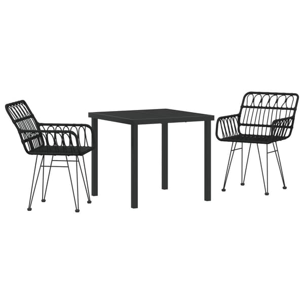 Trädgårdsmöbelset 3 pcs Svart Pulverlackerat stål