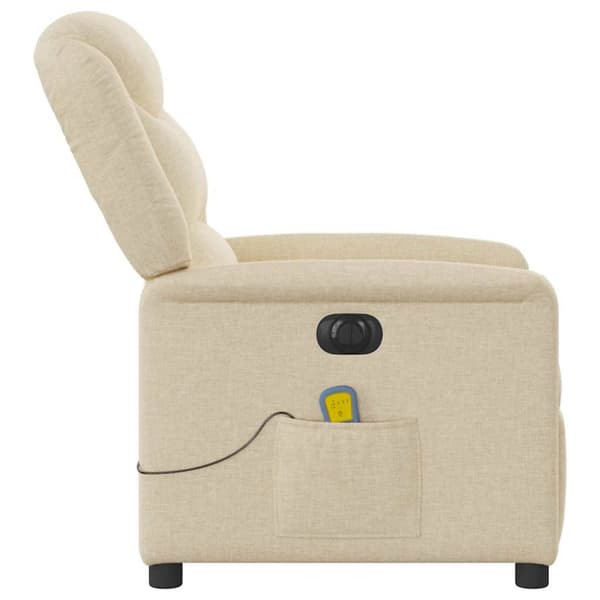 Elektrisk massagefåtölj gräddvit tyg
