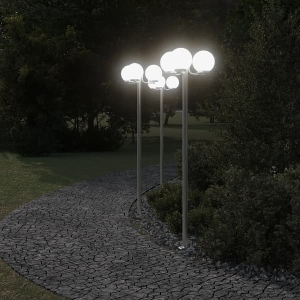 Utomhusgolvlampor 2 st silver 215 cm rostfritt stål