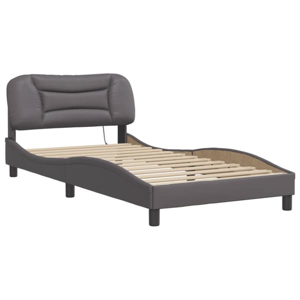Bed Frame with LED without Mattress "Hvar" Grey 100x200 cm