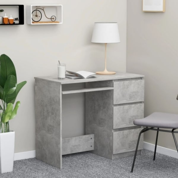 Skrivbord betonggrå 90x45x76 cm konstruerat trä
