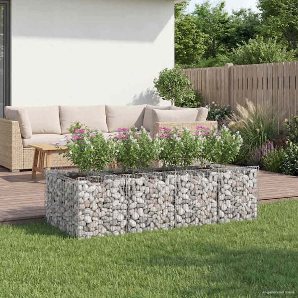 Gabion upphöjd säng 2 pcs Silver