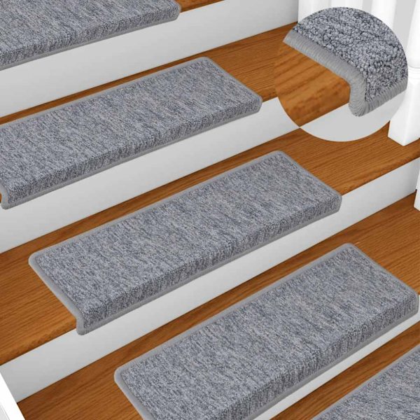 Trappmattor 30 st 65x21x4 cm ljusgrå rektangulär kant