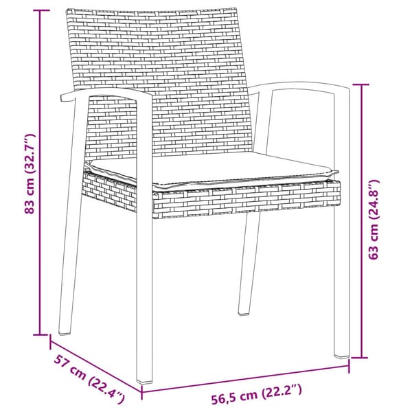 Trädgårdsmöbelset 9 pcs Svart och Grå PE Rattan