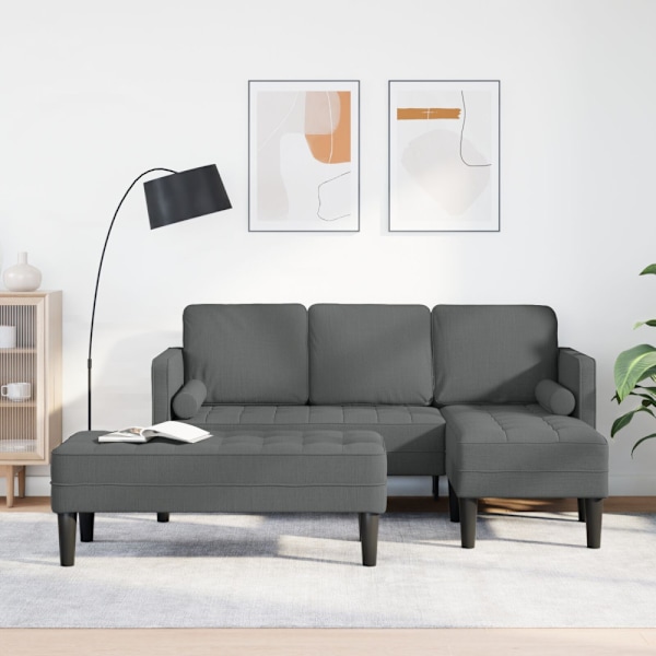 Soffset med kudde 2 pcs Mörkgrå Polyester
