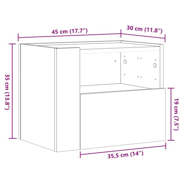 Väggmonterat sängbord vit 45x30x35 cm
