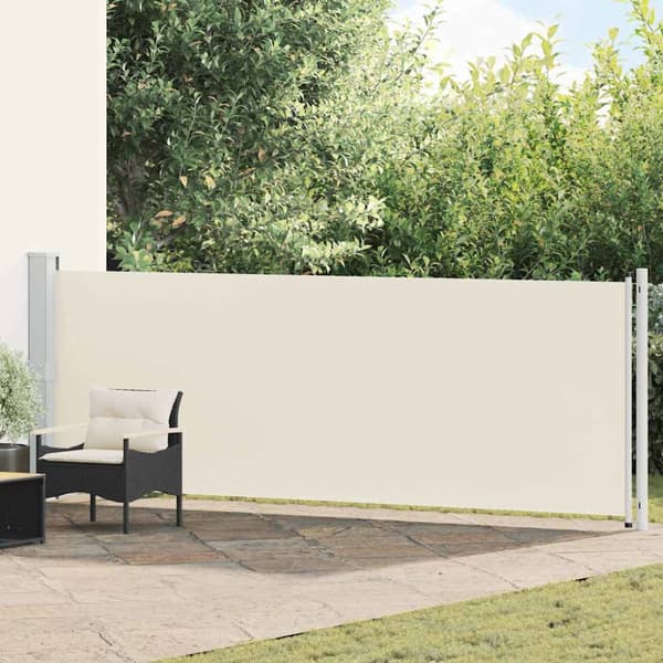 Infällbar sidomarkis 140x600 cm gräddvit