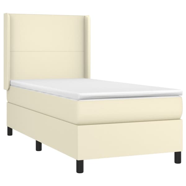Ramsäng med madrass gräddvit 90x190cm konstläder