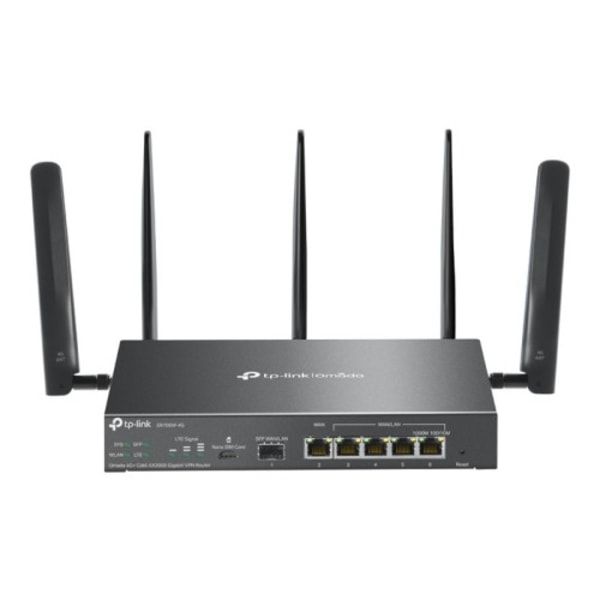 TP-Link Omada ER706W-4G V1 - trådlös router - WWAN - Wi-Fi 6 - 4G - skrivbordsmodell, väggmonterbar Svart