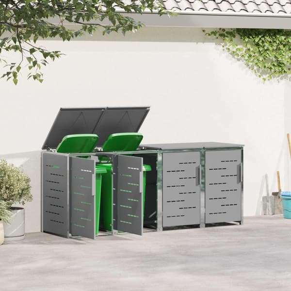 Sopcontainerförvar Grå 276 x 77,5 x 112,5 cm Rostfritt stål