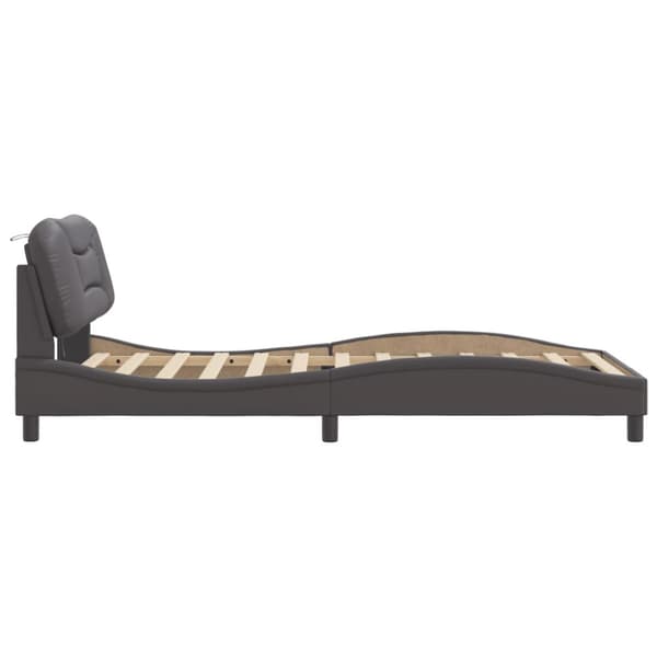 Bed Frame with LED without Mattress "Hvar" Grey 100x200 cm