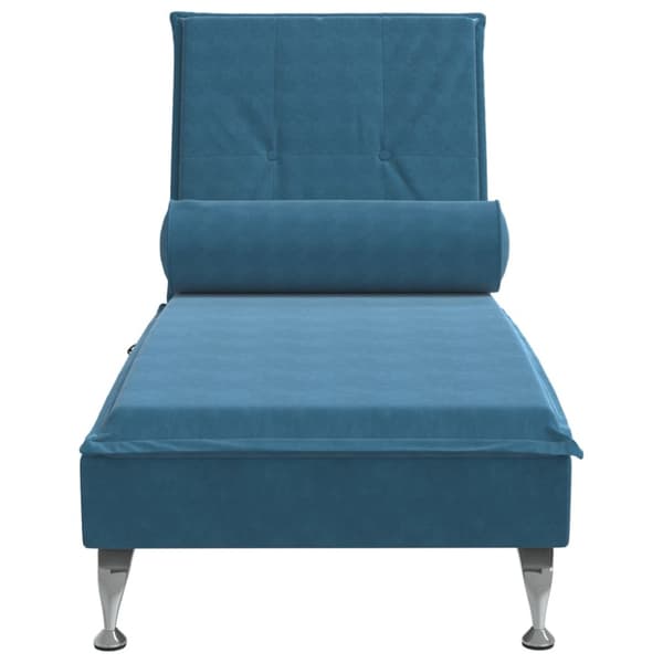 Massageschäslong med bolster blå sammet