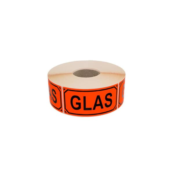 Varningsetikett Glas text 1000/rl