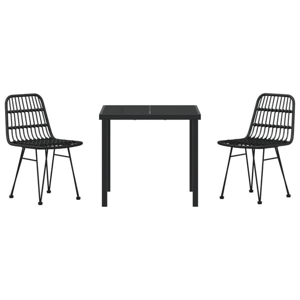Trädgårdsmöbelset 3 pcs Svart Pulverlackerat stål