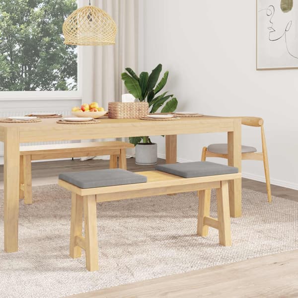 Bänk kudde 2 st Sammet Ljusgrå Djup 35 cm