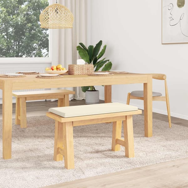 Bänk kudde Texturerad Sammet Gräddvit Djup 35 cm