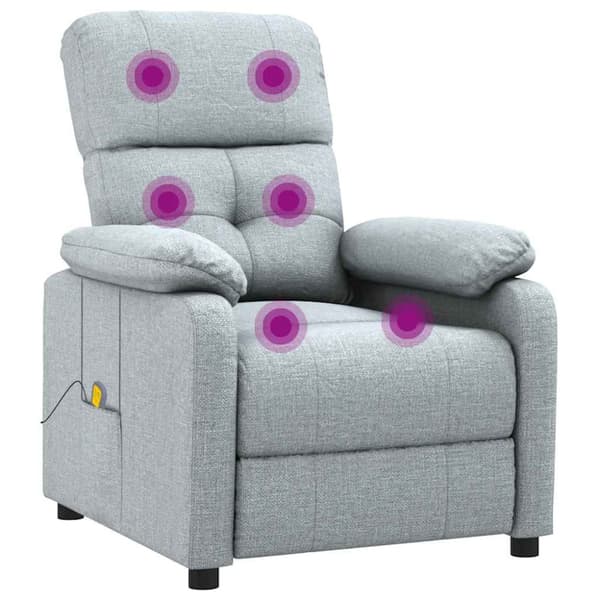 Massagefåtölj ljusgrå tyg