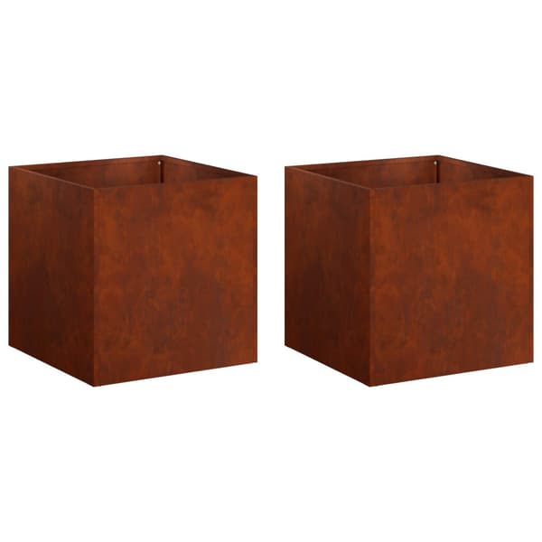 Trädgårdsplanterare 2 st Rostig 35 x 35 x 35 cm