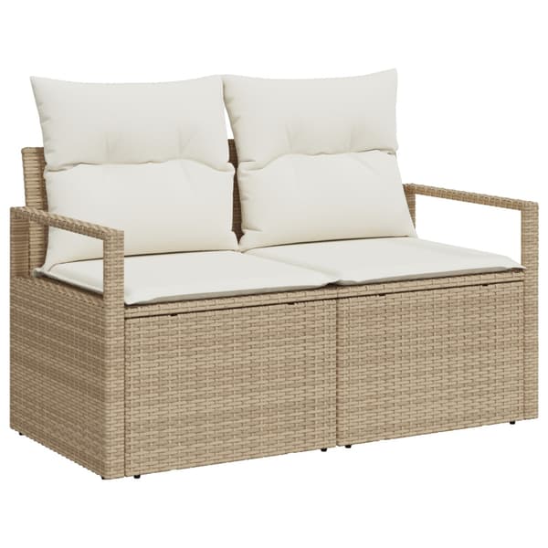 Trädgårdsoffset med kudde med lagring 5 pcs Beige Poly rattan