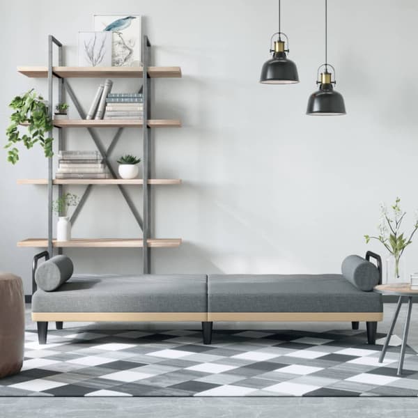 Bäddsoffa med armstöd ljusgrå tyg