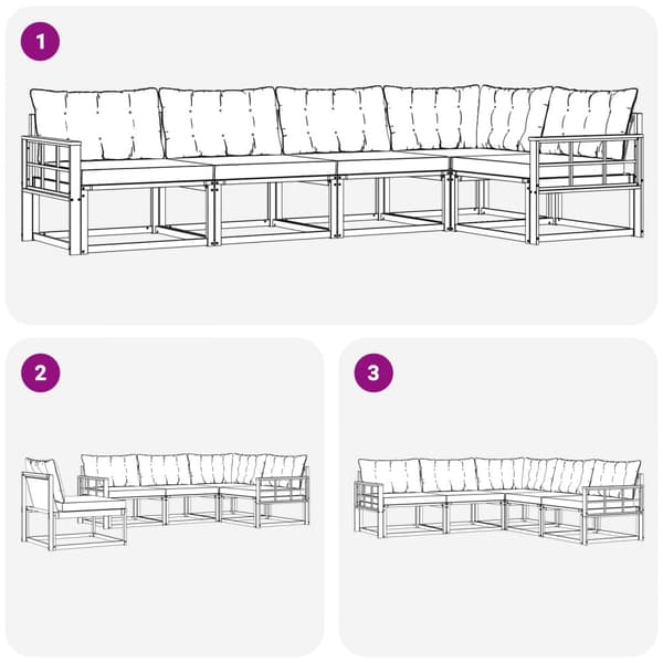 Utomhussoffset med kudde 5 pcs Naturlig och Grädde