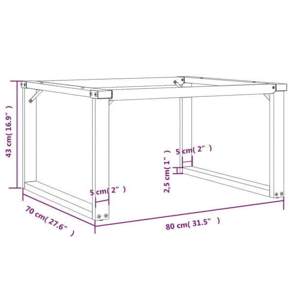 Bordsben för soffbord O-ram 80x70x43 cm stål