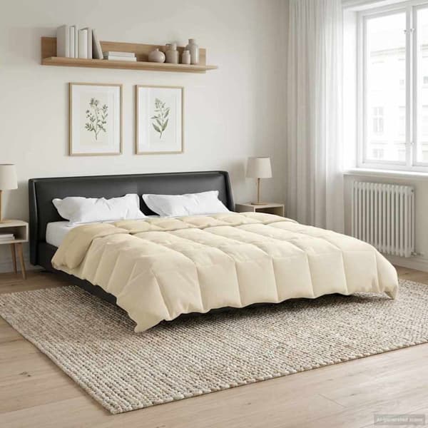 Vinter Täcke Quiltad Kräm 200 x 240 cm Mikrofiber