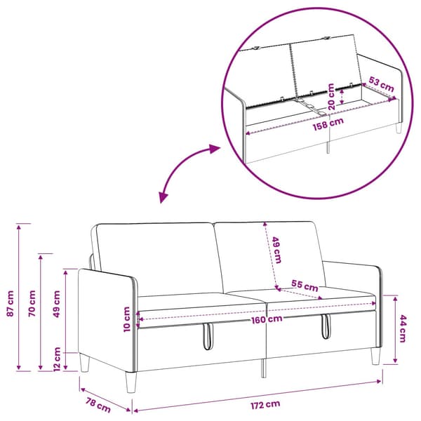 Soffa med förvaring Mörkbrun 172 x 78 x 87 cm Polyester
