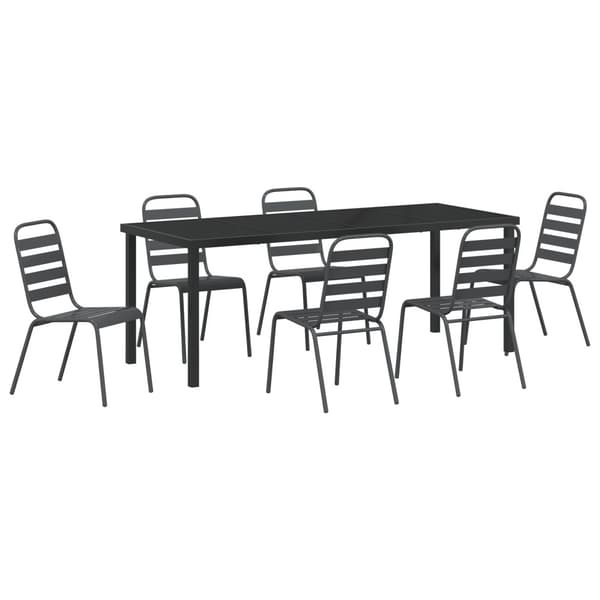 Trädgårdsmöbelset 7 pcs Antracit Pulverlackerat stål