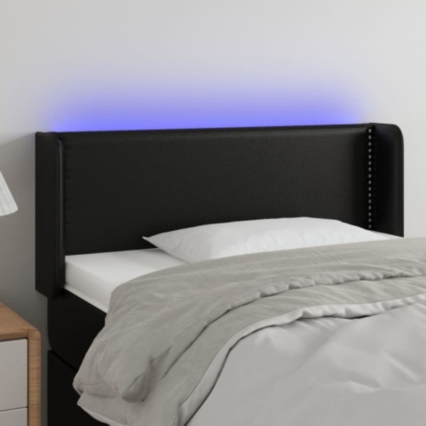 Sänggavel LED svart 103x16x78/88 cm konstläder
