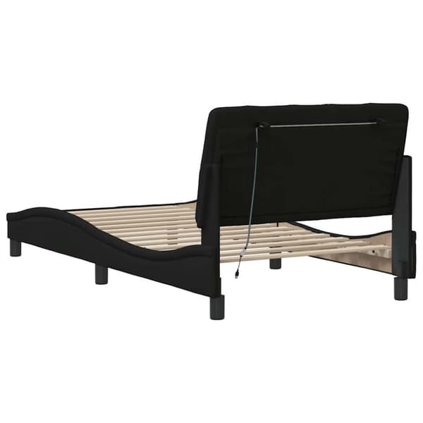 Bed Frame with LED without Mattress Black 100x200 cm Fabric