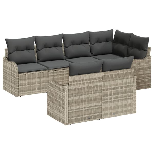 Trädgårdsoffset med lagring 7 pcs Ljusgrå Poly rattan