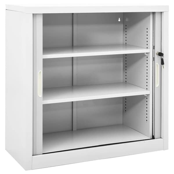 Dokumentskåp med skjutdörr grå 90x40x90 cm stål