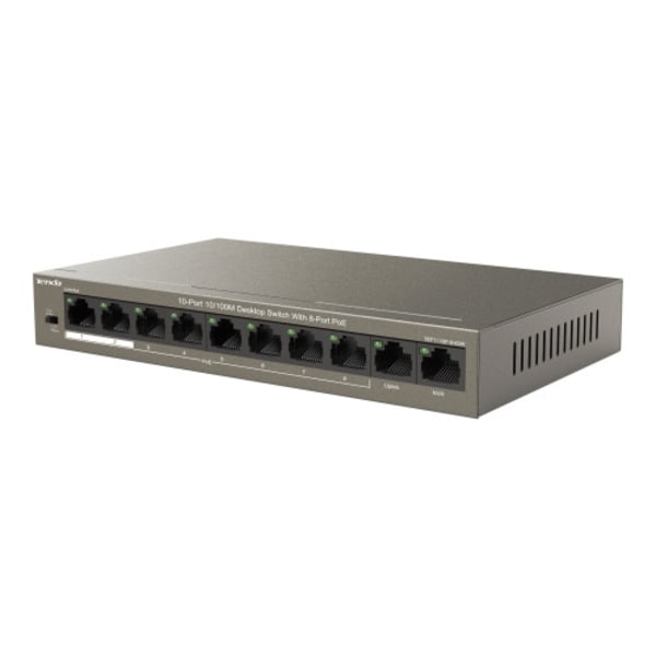 Tenda TEF1110P-8-63W - switch - 10 portar - ohanterad Svart