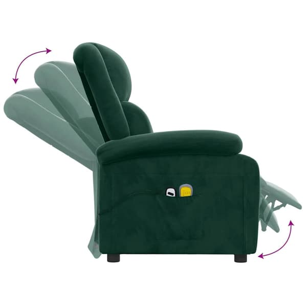 Massagefåtölj mörkgrön sammet