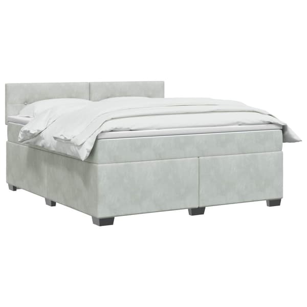 Boxspring säng med madrass och LED Ljusgrå 160 x 200 cm Sammet