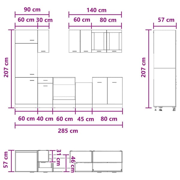 Köksenhet Lyon 8 pcs Artisan-ek Konstruerat trä