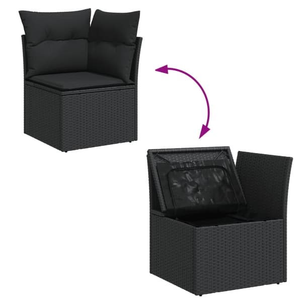 Loungegrupp med dynor 6 delar svart konstrotting
