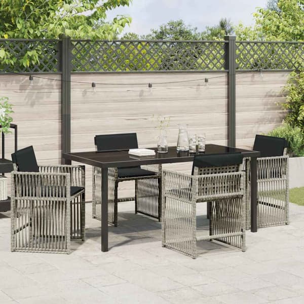 Trädgårdsmöbelset 5 pcs Ljusgrå konstrotting
