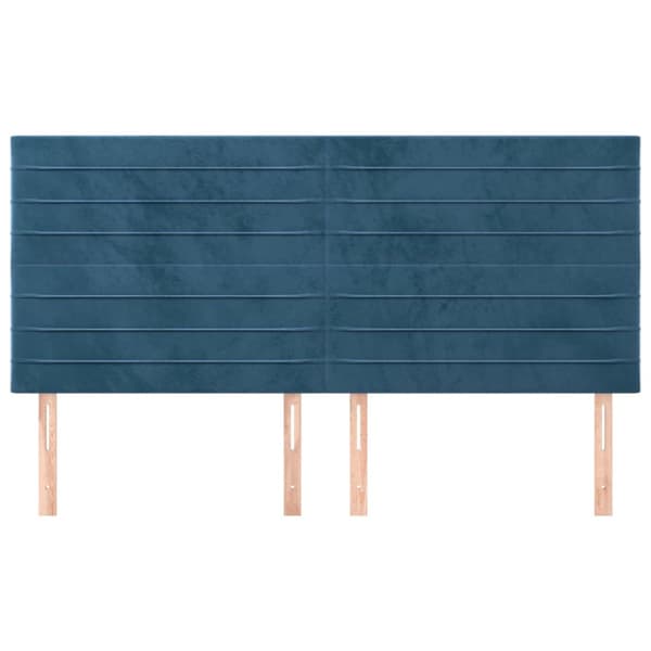 Sänggavel mörkblå 180x5x118/128 cm sammet