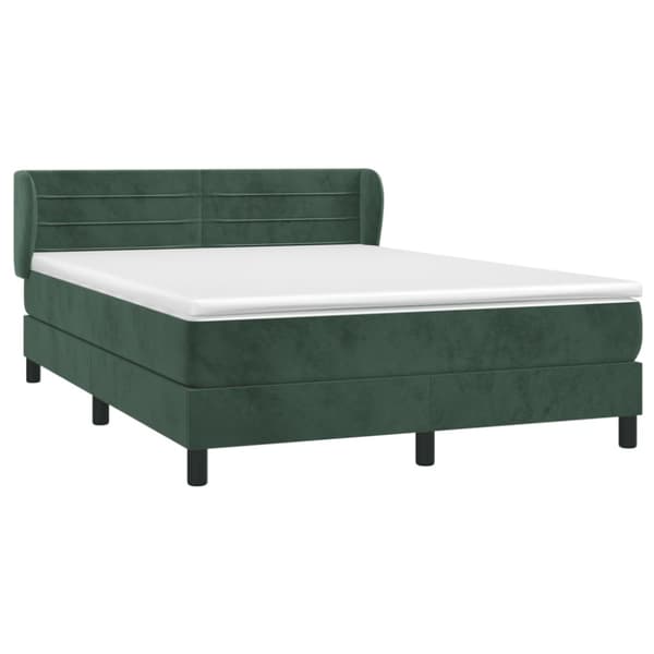 Ramsäng med madrass mörkgrön 140x190 cm sammet